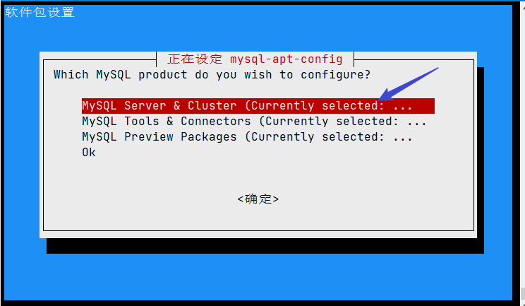 选择 MySQL 服务器和集群